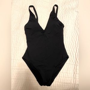 Everlane Swimwear - NEW The V-Neck One-Piece - black XS made in Italy